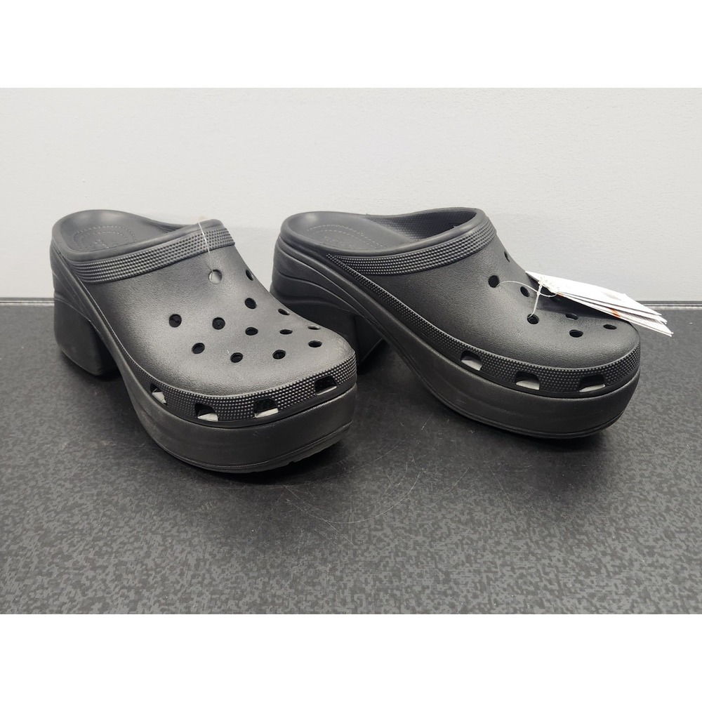 Crocs Siren Clogs Black Block Heel Platform Men's 12 Women's 14 Shoes ~Brand New